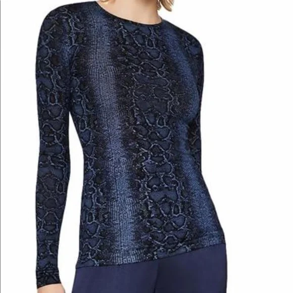 MAJE Blue Black Snakeskin Long Sleeve Top 2 - Picture 7 of 7